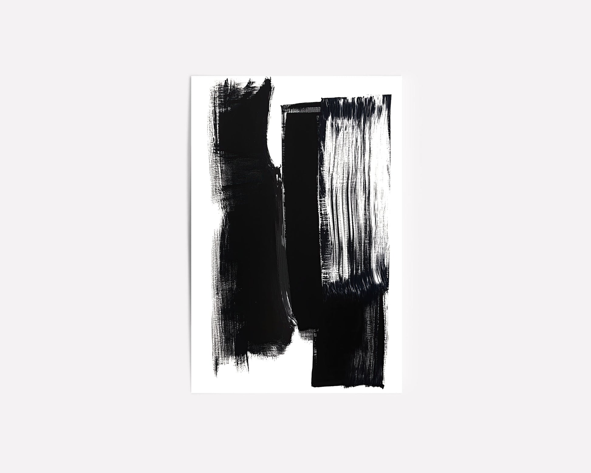 Abstract black and white brushstroke art print with bold, modern design for minimalist interiors.
