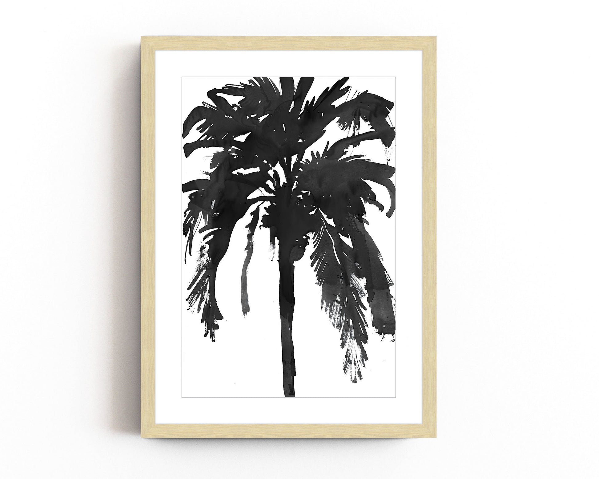 Black and white silhouette of a palm tree, featuring a minimalist abstract design that adds bold tropical elegance to modern interiors.