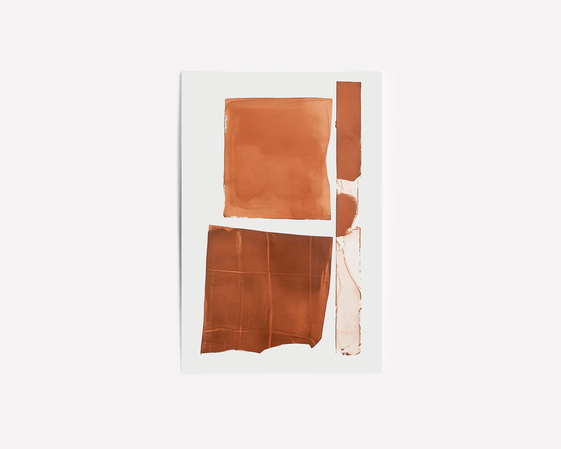 Abstract terracotta artwork featuring bold, organic shapes in earthy tones, perfect for minimalist or Southwest-inspired interiors.