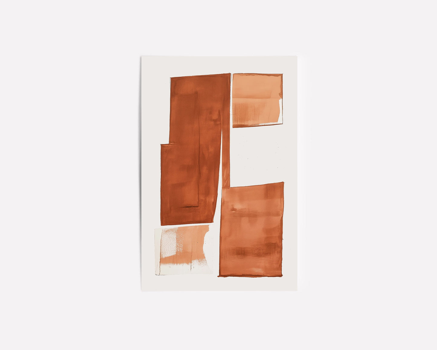 Minimalist geometric abstract art print in warm earth tones, perfect for mid-century modern or boho chic home decor.
