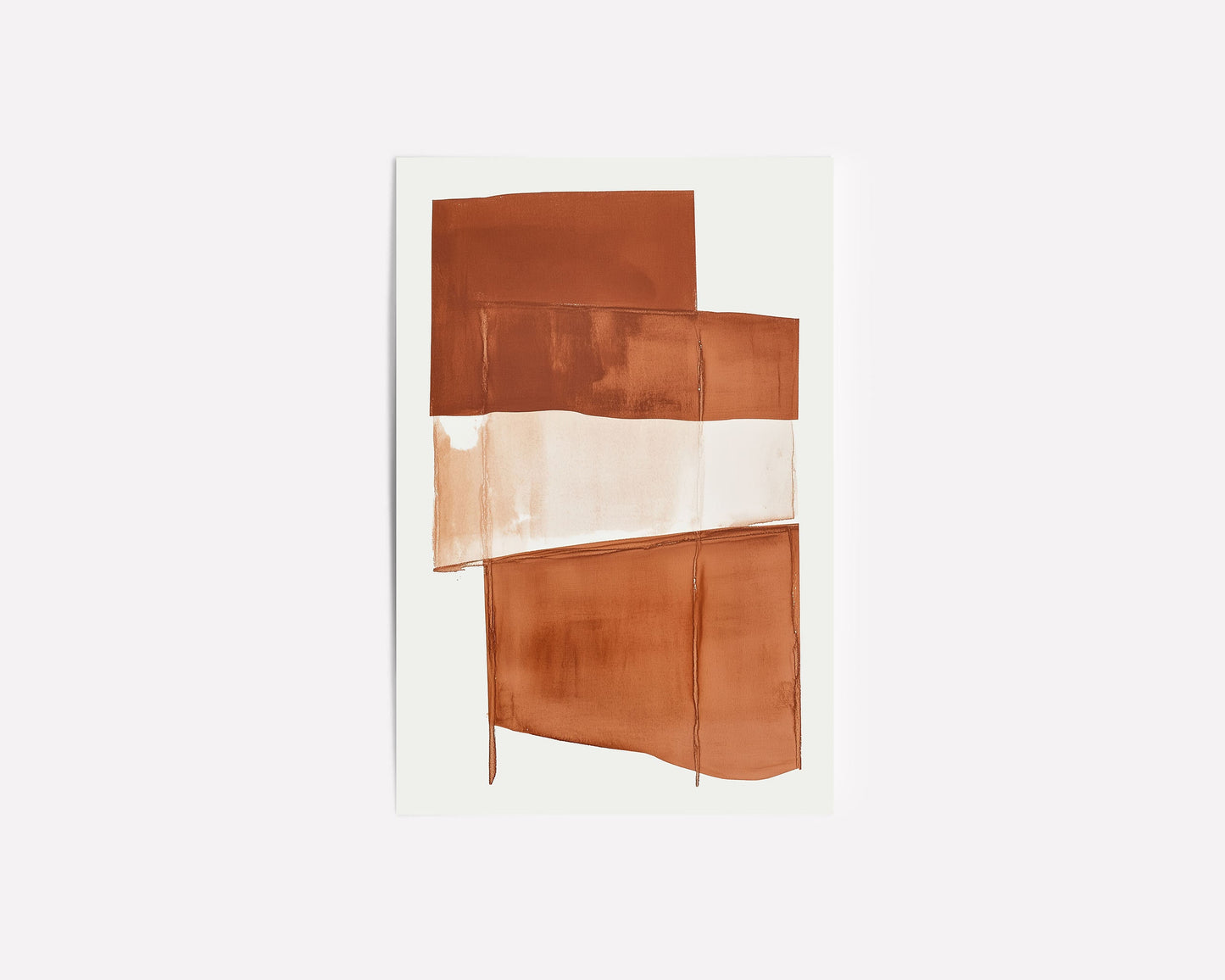 Minimalist abstract art print featuring geometric shapes and warm earth tones, perfect for modern and boho chic interiors.