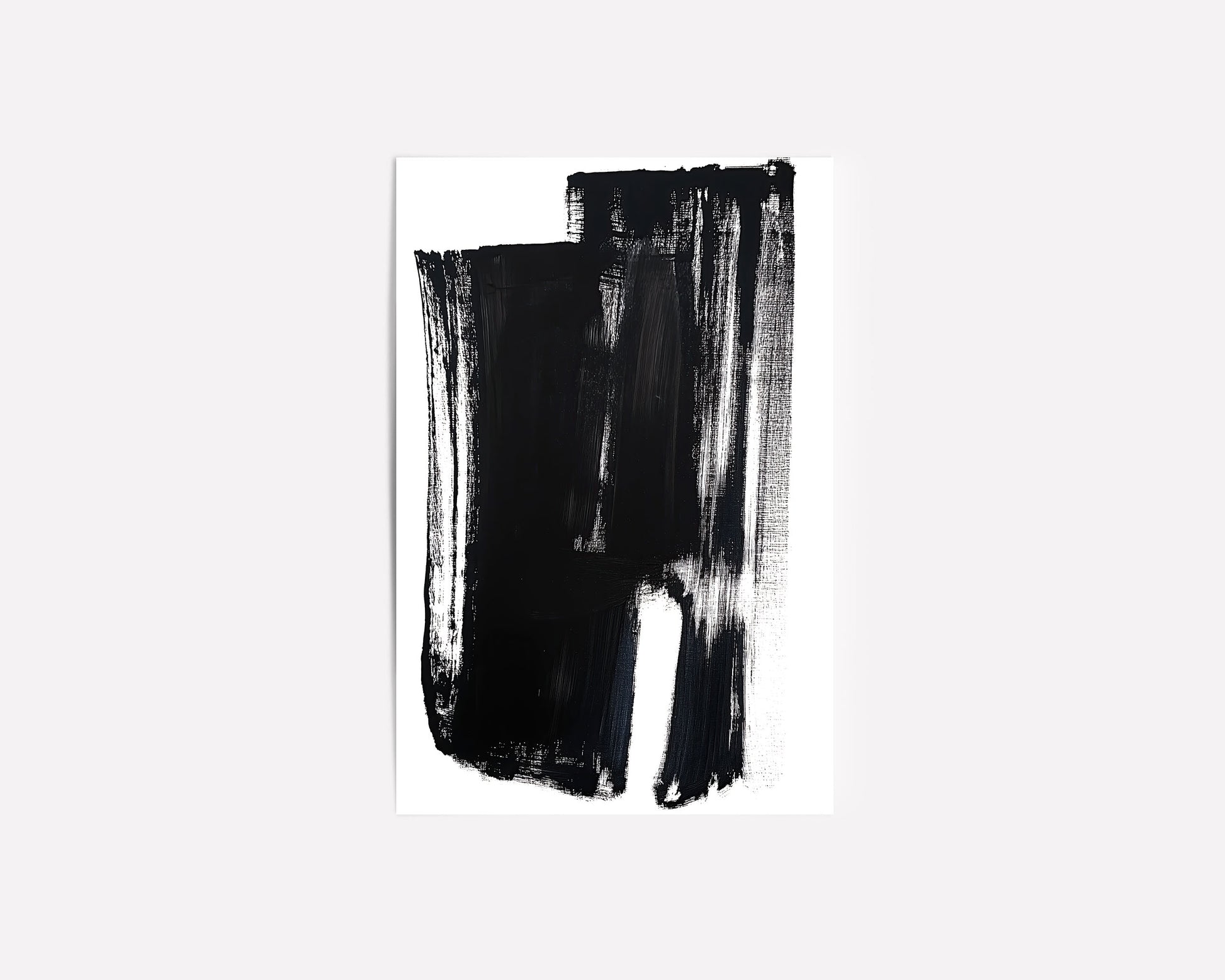 Abstract brushstroke art print with bold black and white design for minimalist interiors.