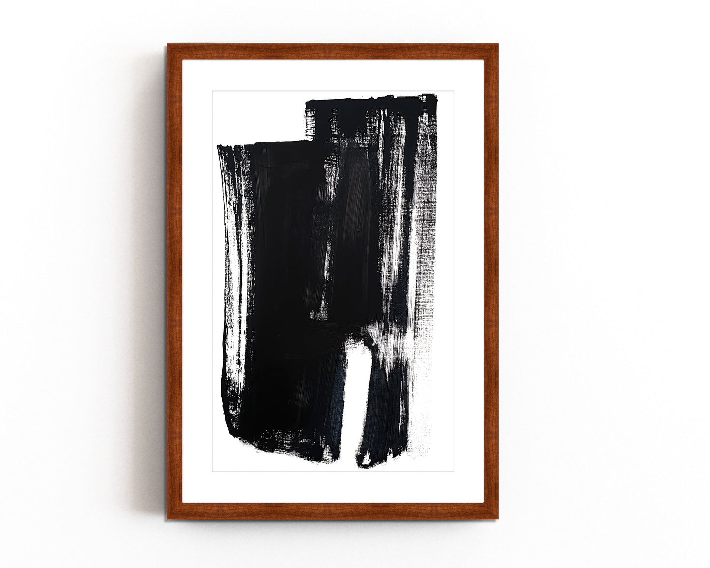 Abstract brushstroke art print with bold black and white design for minimalist interiors.